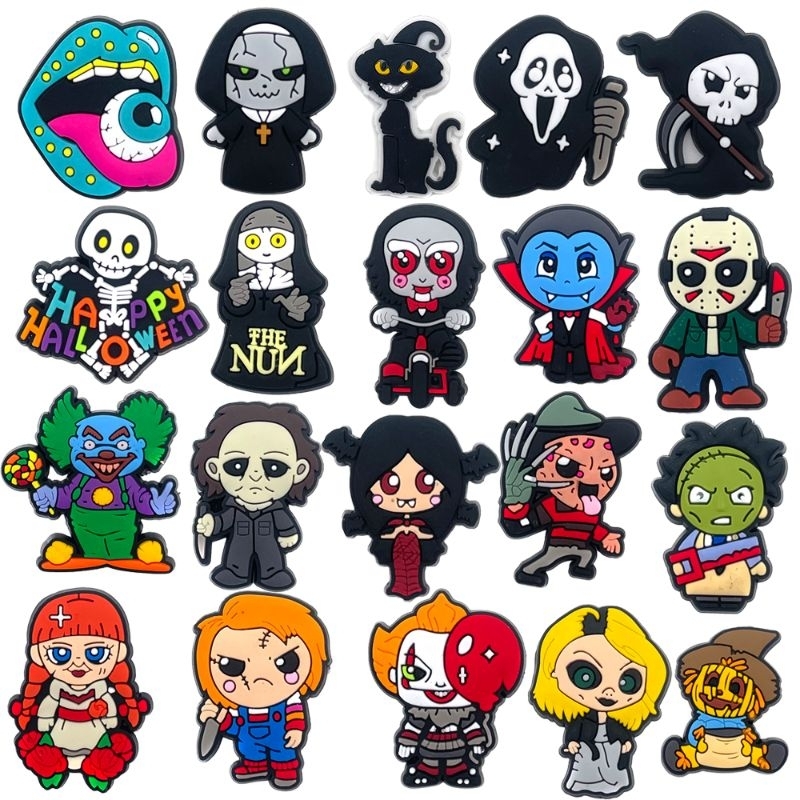 Kit 6/10 Cartoons Pins Botons Halloween Terror para Croc Babuche