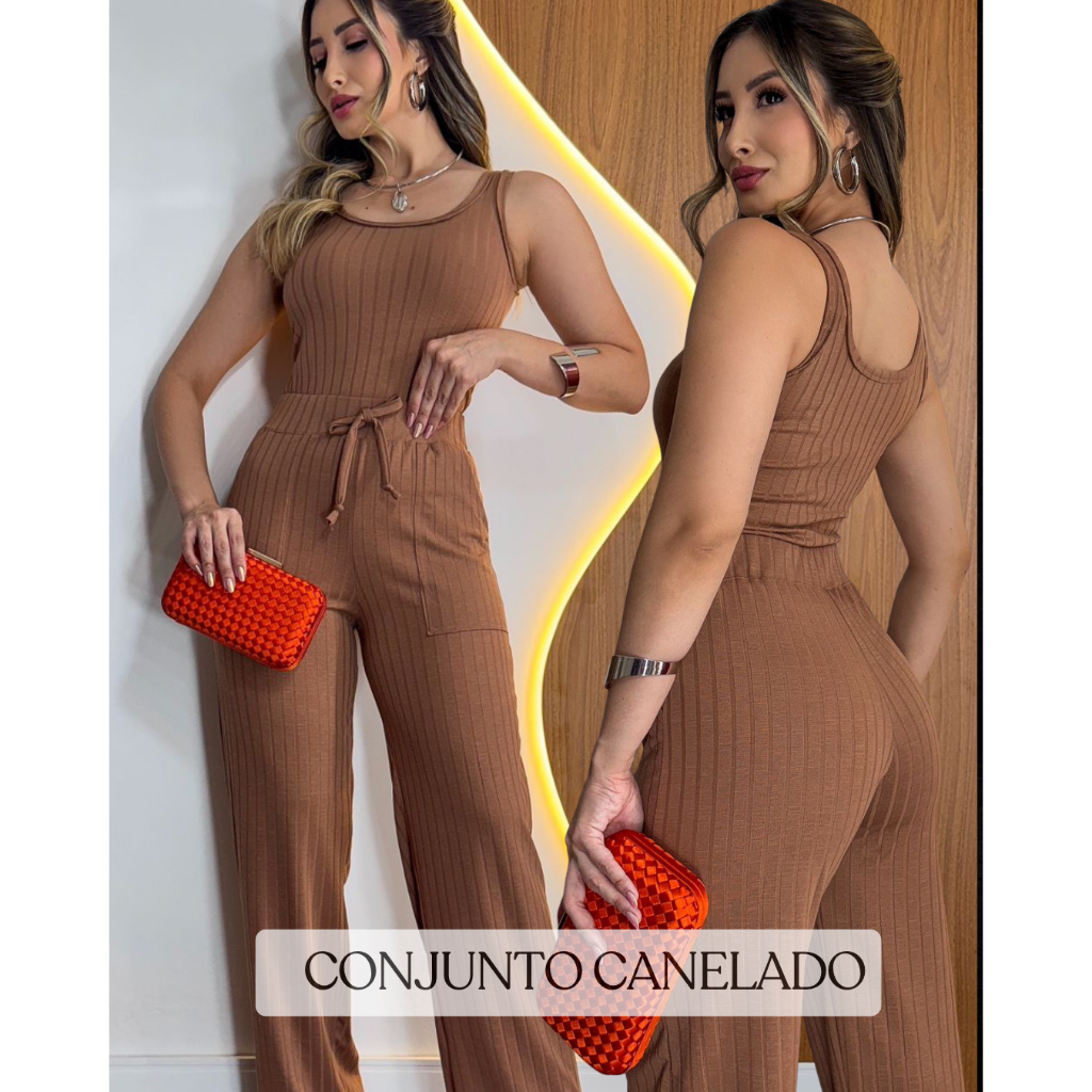 Conjunto Feminino Regata Calça e Pantalona Na Malha Premium