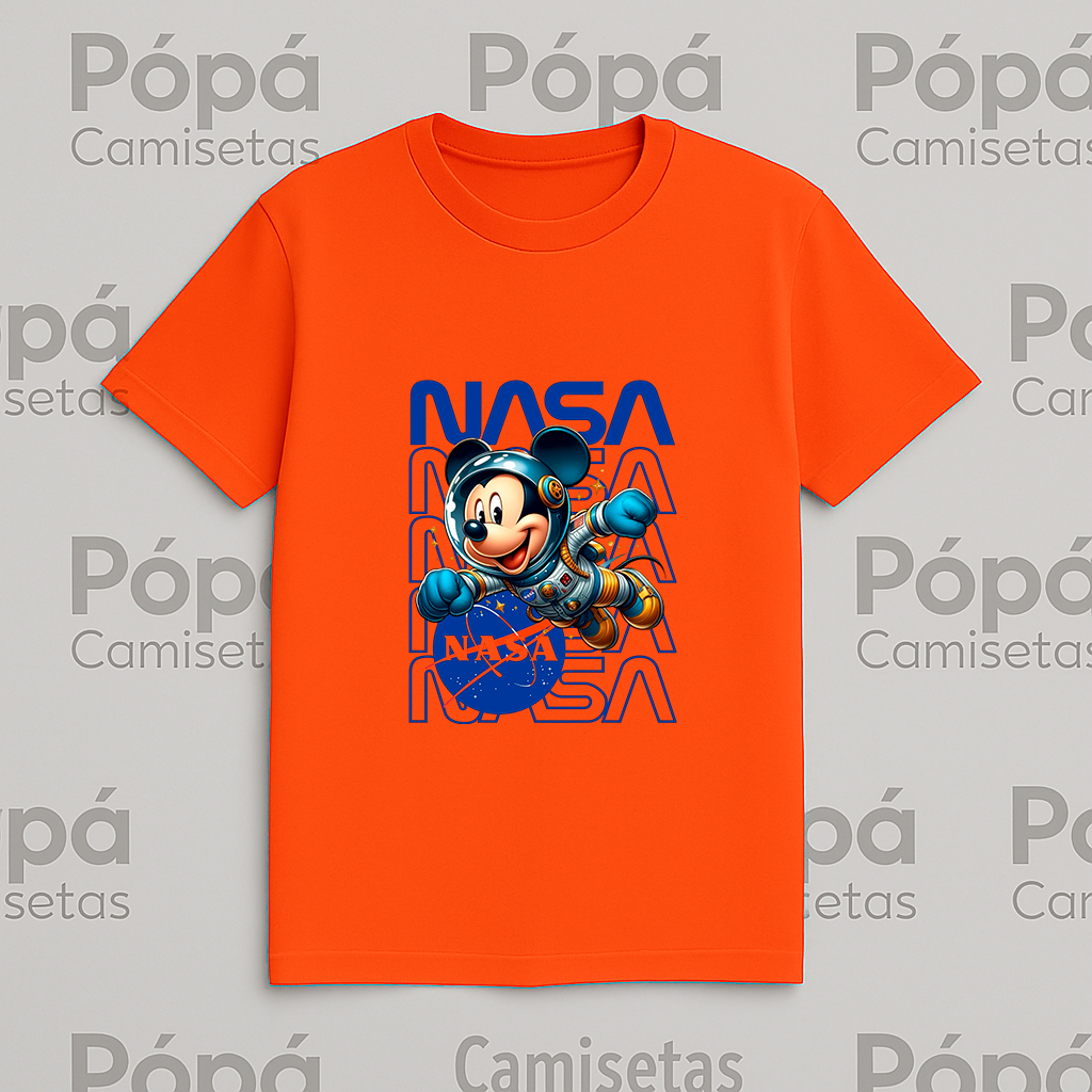 Camisa Algodão 100% Malha Fina Respirável Alta Qualidade Nasa mikey Camiseta