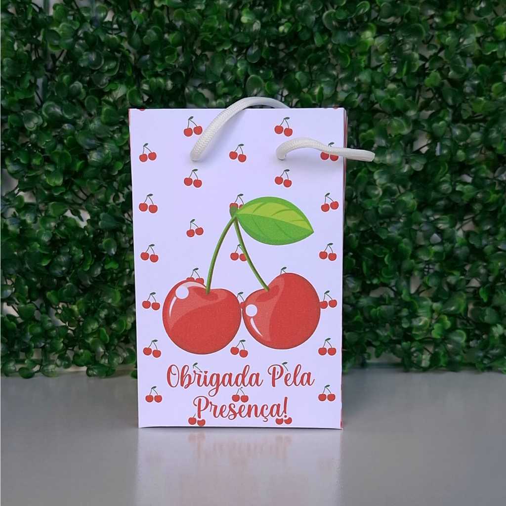 Sacolinha Personalizada (P) Cereja para Festa Lembrancinhas Aniversário