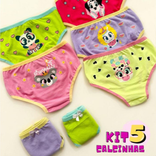 Kit Calcinha Infantil Menina Kit com 5 Calcinhas Criança Desfralde Algodão Muito Confortável em Oferta na Shopee