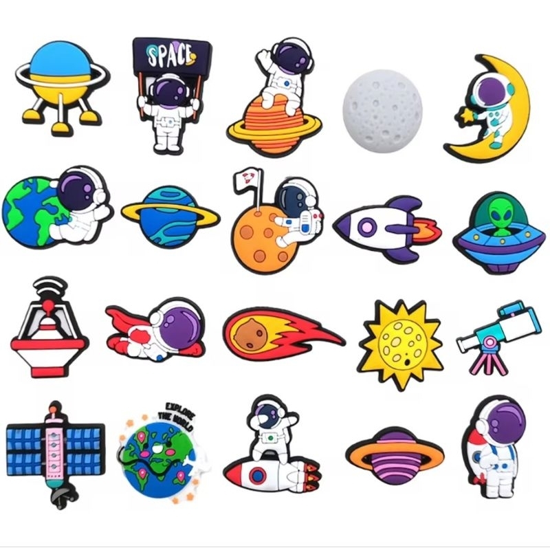 Kit 6/10 Cartoons Pins Botons Astronomia para Croc Babuche