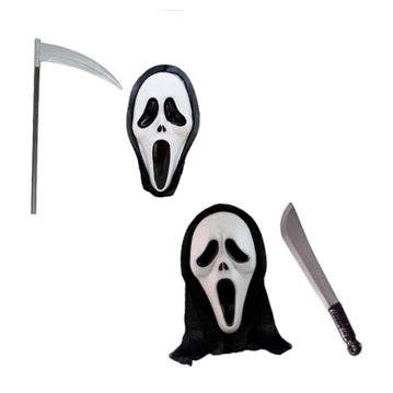 Kit Fantasia Pânico Morte ghostface Halloween Máscara Facão Máscara Foice