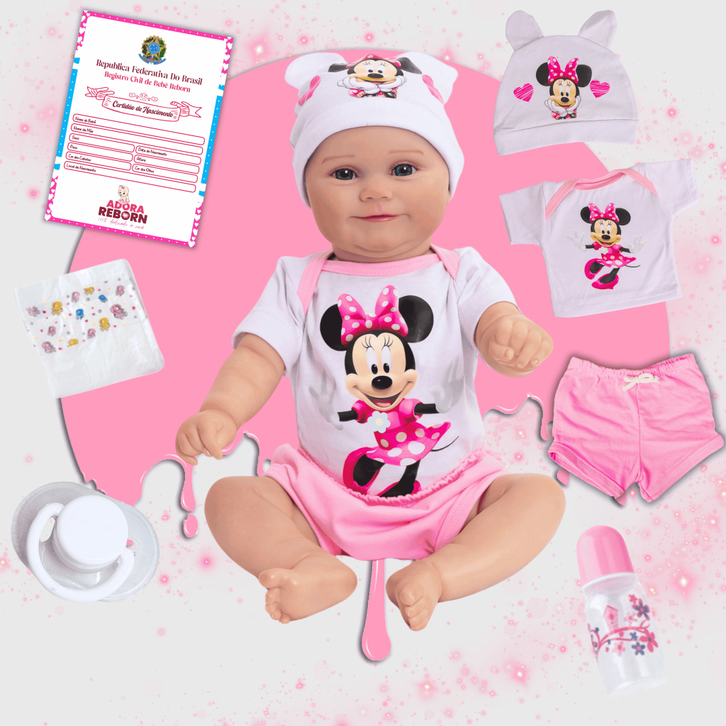 Bebê Reborn Boneca Menina MaddieGirl Minnie Original Corpinho Em Silicone