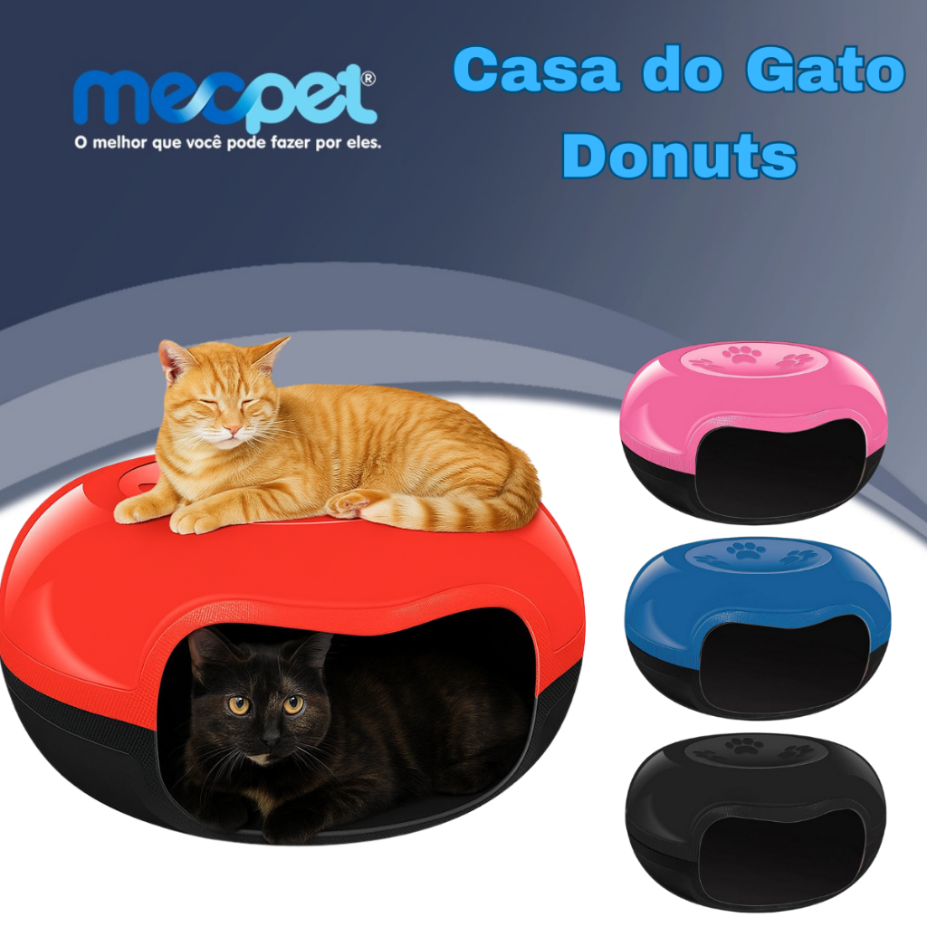 Casinha Cama Toca Para Gato Pet Forma Rosquinha Mecpet Donuts Resistente Confortável Coloridas em Oferta na Shopee