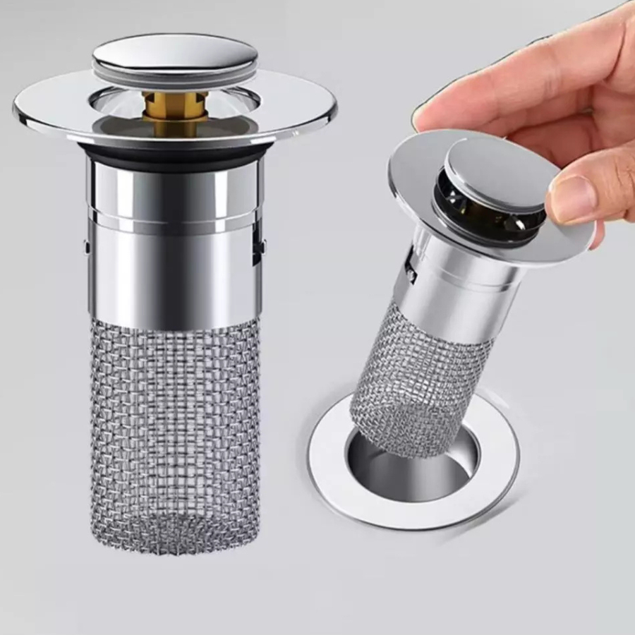 Ralo com Filtros De Drenagem Para Pia De Banheiro Modelo Pop - Up