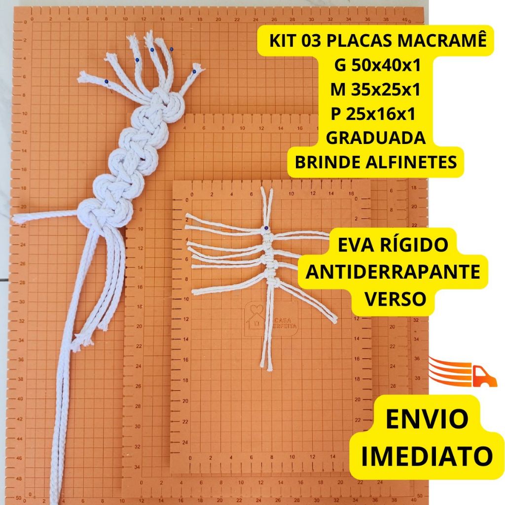 Kit Placa Macramê em EVA Macramê Board 3 Tamanhos Acessorio Trabalhos Manuais