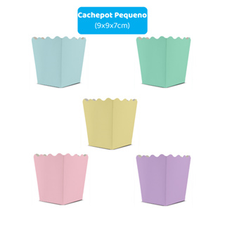 10 Cachepots de Papel Tamanho Pequeno - 9x9x7cm | Cores candy ou pastel em Oferta na Shopee
