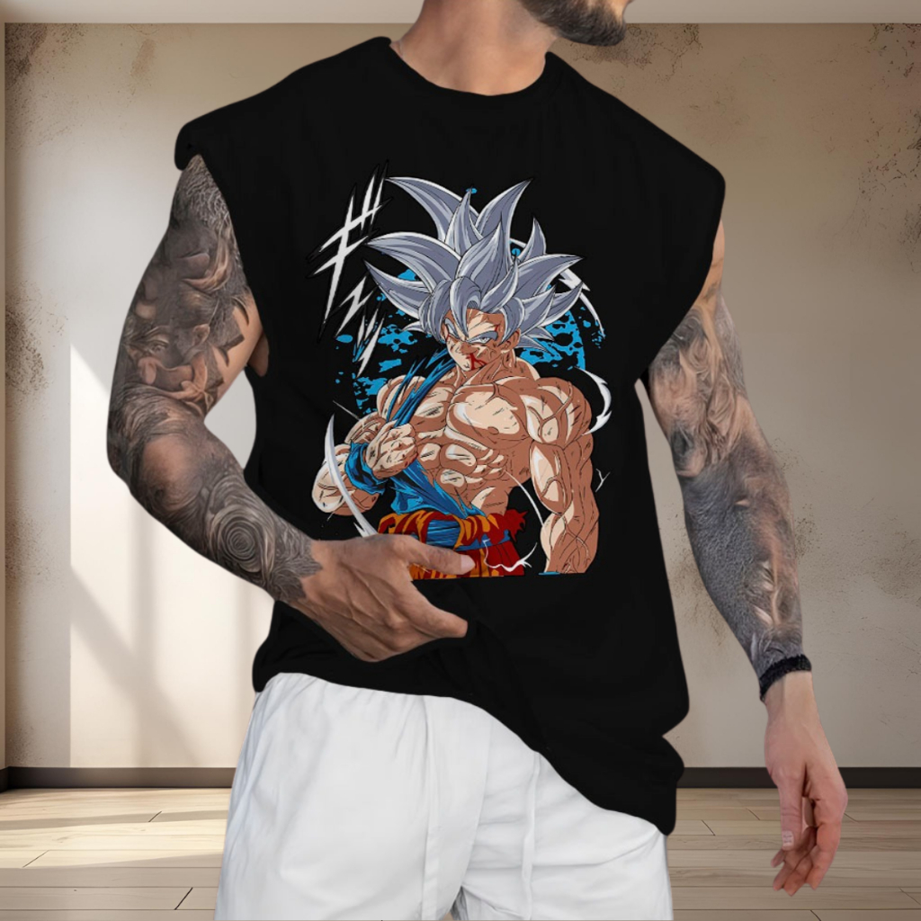 Regata Oversized Moda Verão Treino Academia Casual Confortável Estampada Anime Gok Instinto Superior