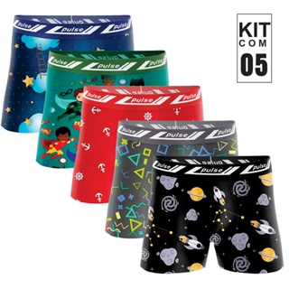 Kit 5 Cuecas Box  Boxer Infantil para criança Menino Desenho Com Forro de Algodão em Oferta na Shopee