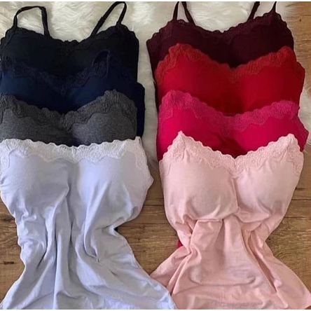 Kit Blusinha Renda Com Bojo Alcinha Regulavel KIT 2 ou 3 ou 4 ou 5 unidades Top Fashion