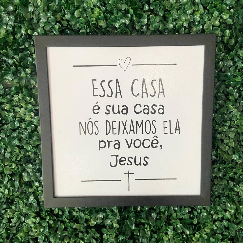 Quadro cobre caixa de luz Resinado com moldura 43x43 Essa casa é sua casa ...Jesus  para sala/ quarto/decoração