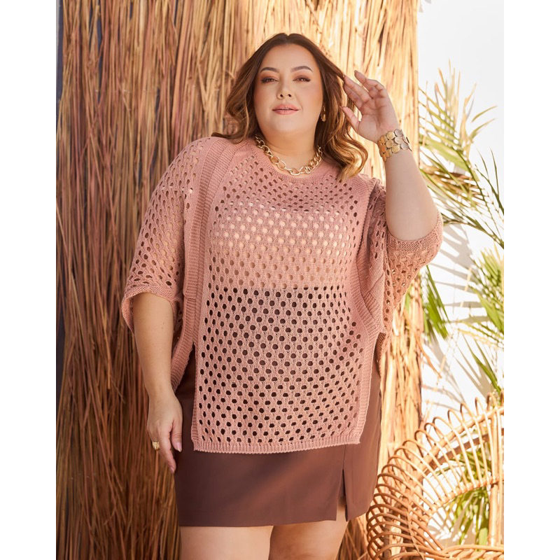 Blusa Rendada Feminina Despojada Soltinha Trico  Verao Elegante Sobreposição Moderna Veste do 38 ao 50/52 kimono Casulo em Oferta na Shopee