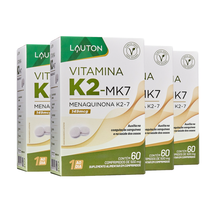 Kit 4x Vitamina K2 Mk7 Menaquinona 149mcg (60 cápsulas) - Lauton