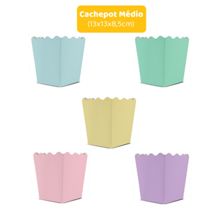 10 Cachepots de Papel Tamanho Médio - 13x13x8,5cm | Cores Candy ou Pastel em Oferta na Shopee