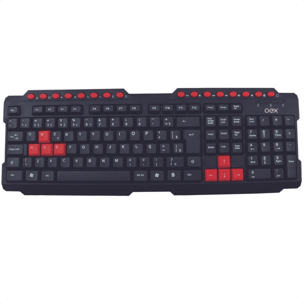 Teclado Gamer Action Oex Game TC200 USB Padrão ABNT2 Multimídia Teclas De Atalho E Destacadas