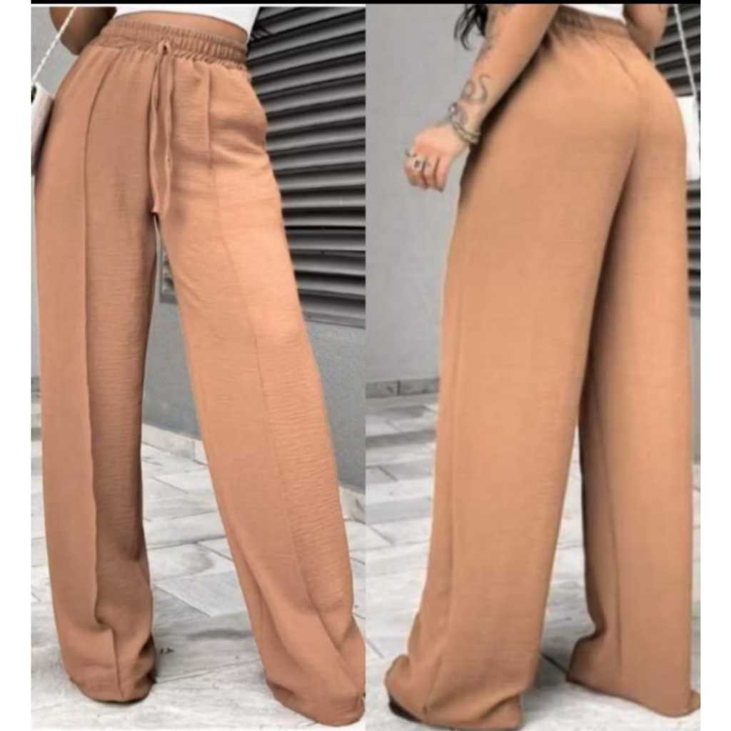 Calça Feminina Pantalona Leg Duna – Cintura Alta com Bolsos | Tendência 2025