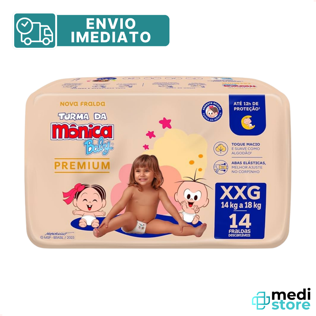 Turma da Mônica Baby Premium Fralda XXG 14 Unidades