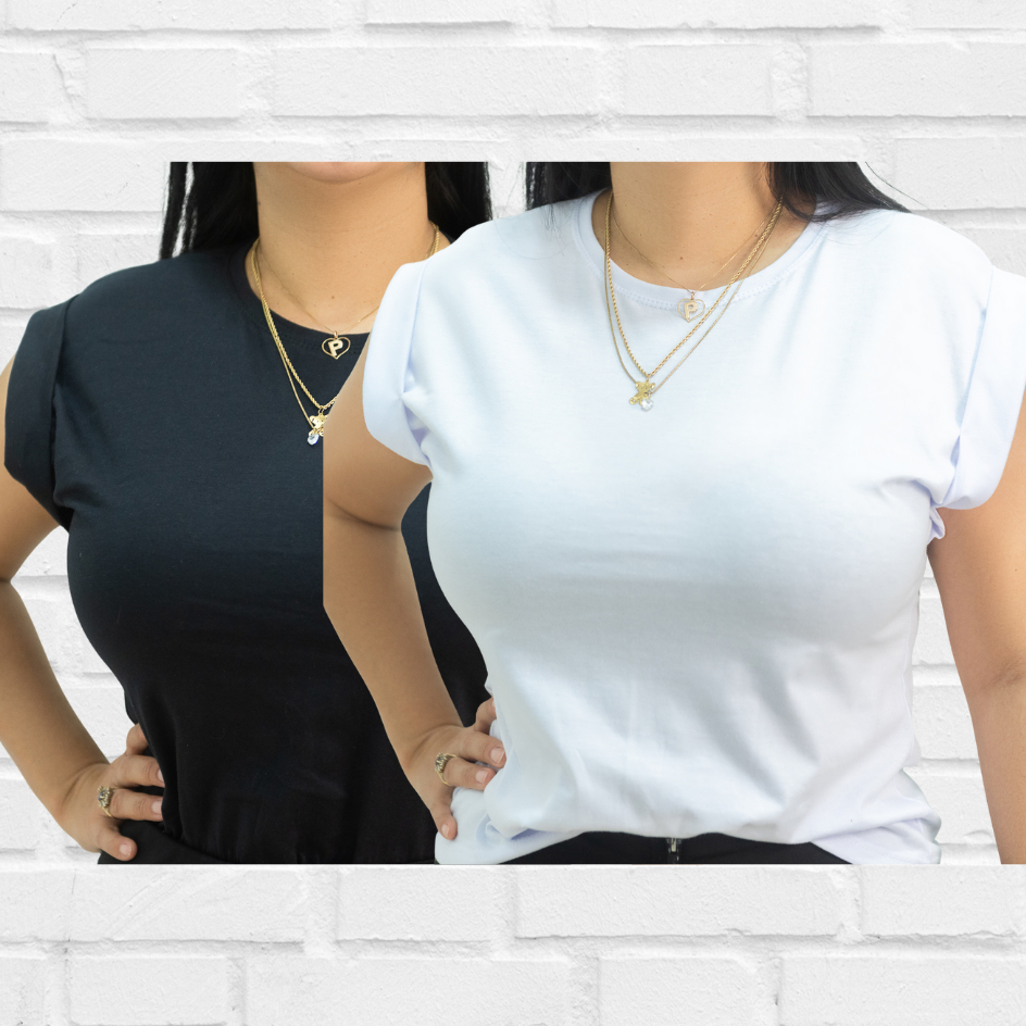 Kit 2 Camisetas Regata Muscle Tee Feminina T-Shirt 100% Algodão