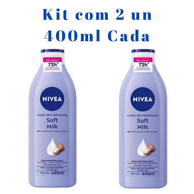kIT Com 02 -  Loção Hidratante NIVEA Soft MilK 400ml cada -Hidratação intensa Pele seca em Oferta na Shopee