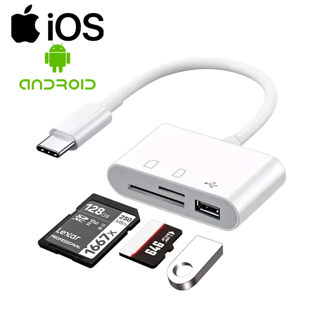 Android Adaptador Tipo C 3 Em 1 Usb 3.0- Sd-tf Transferência Rápida