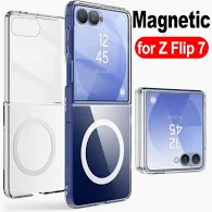 Capa Touch MagSafe Samsung Galaxy Z Flip 7 Transparente Acrílica Carregador Magnético Flip7