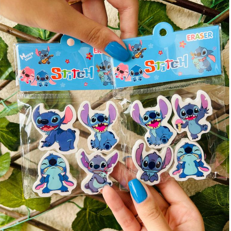 Kit 4 Borrachas Stitch Decorada Kawaii Papelaria Fofa Material Escolar Presente Filme Desenho