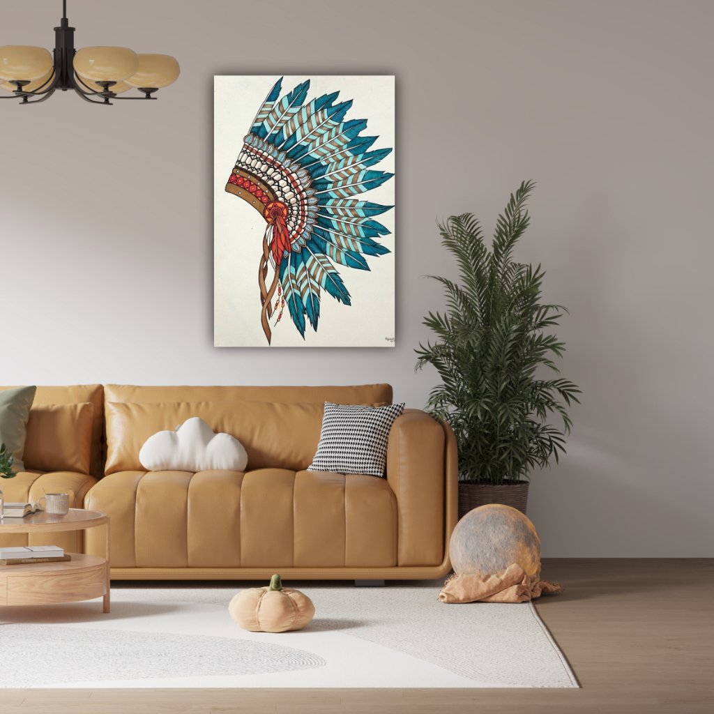Quadro Decorativo Cocar Indígena Brasil Mascara Decoração Parede Sala Quarto 1 Peça