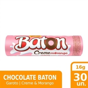 Chocolate Garoto Baton Recheado Morango Creme 16g - 30 unidades