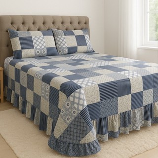 Colcha Helena Cama Casal Queen 400 Fios 3 Peças em Oferta na Shopee