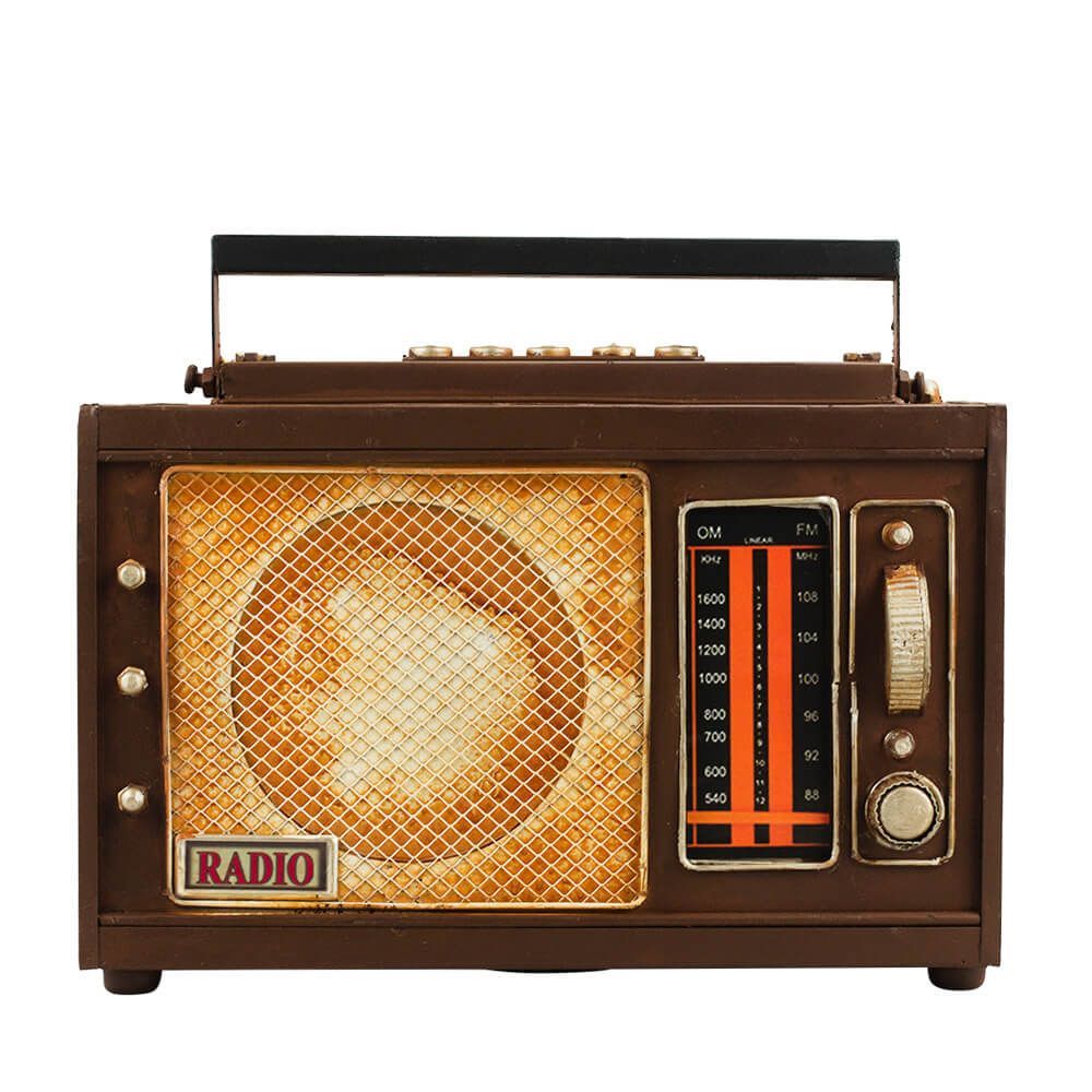 Rádio Antigo Cofrinho 19.5x8x23cm Estilo Retrô - Vintage Radio Marrom-escuro