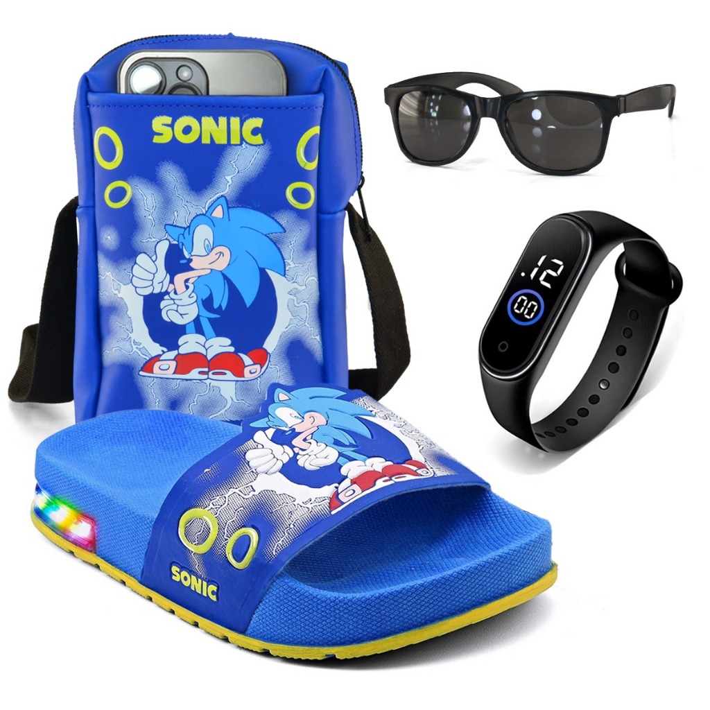 Kit Homem-Aranha Infantil: Chinelo LED + Bolsa + Relógio + Óculos – Presente Perfeito!