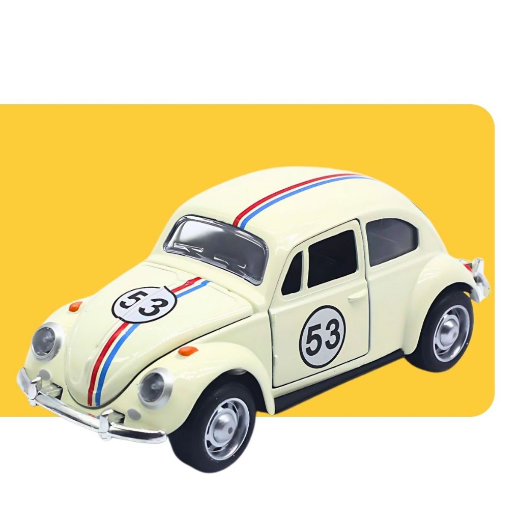 Novo Fusca Herbie 53 Miniatura Abre Portas e Capô Fusquinha Colecionável