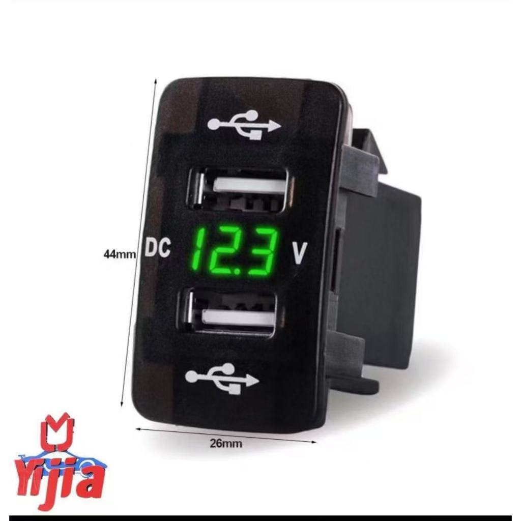 Carregador USB Duplo de Embutir (4.6x2.6cm) com Display de Voltagem Digital!