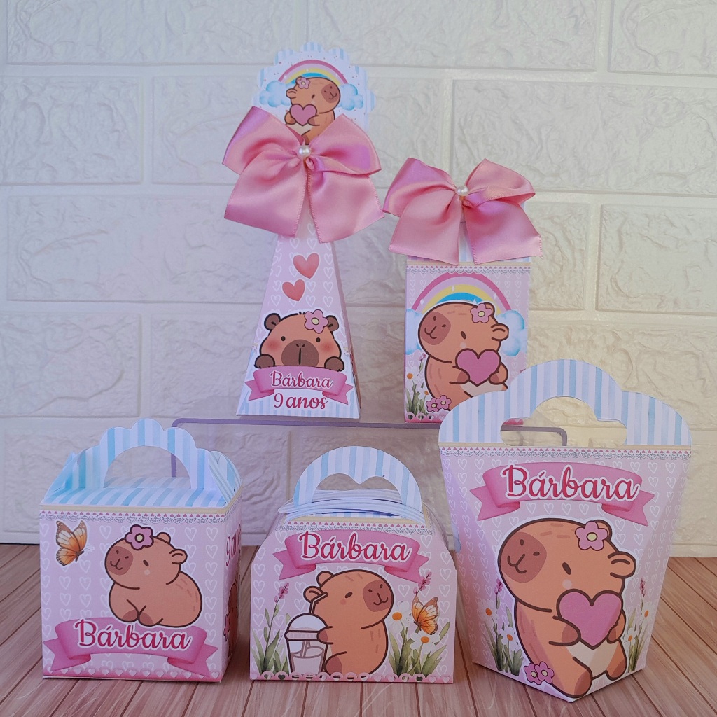 Kit Festa Personalizados Capivara - Caixinhas para Lembrancinhas Aniversario (PEGUE E MONTE)