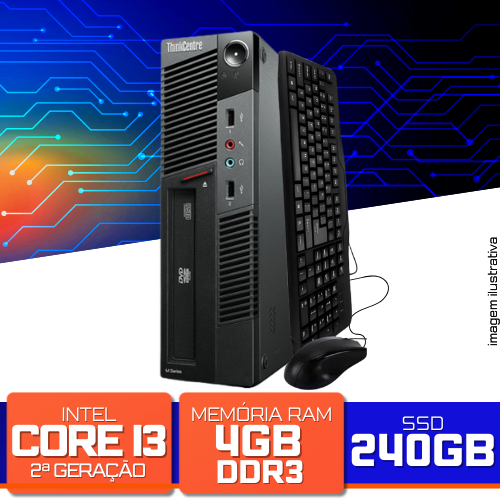 Computador Lenovo ThinkCentre M91 - Intel Core i3-2120 3.3GHz 4GB SSD 240GB