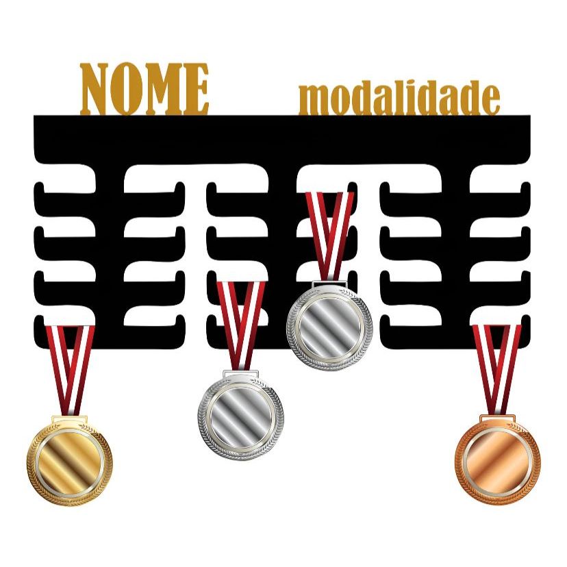 Porta Medalhas Personalizado Nome e Modalidade MDF e Acrilico