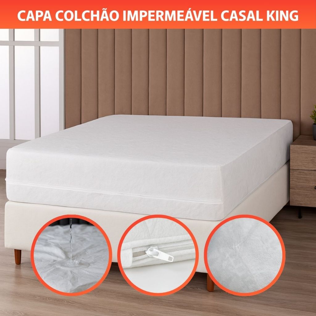 Capa Lençol Matelado Impermeável Antiácaro Colchão Queen King Size Com Zíper