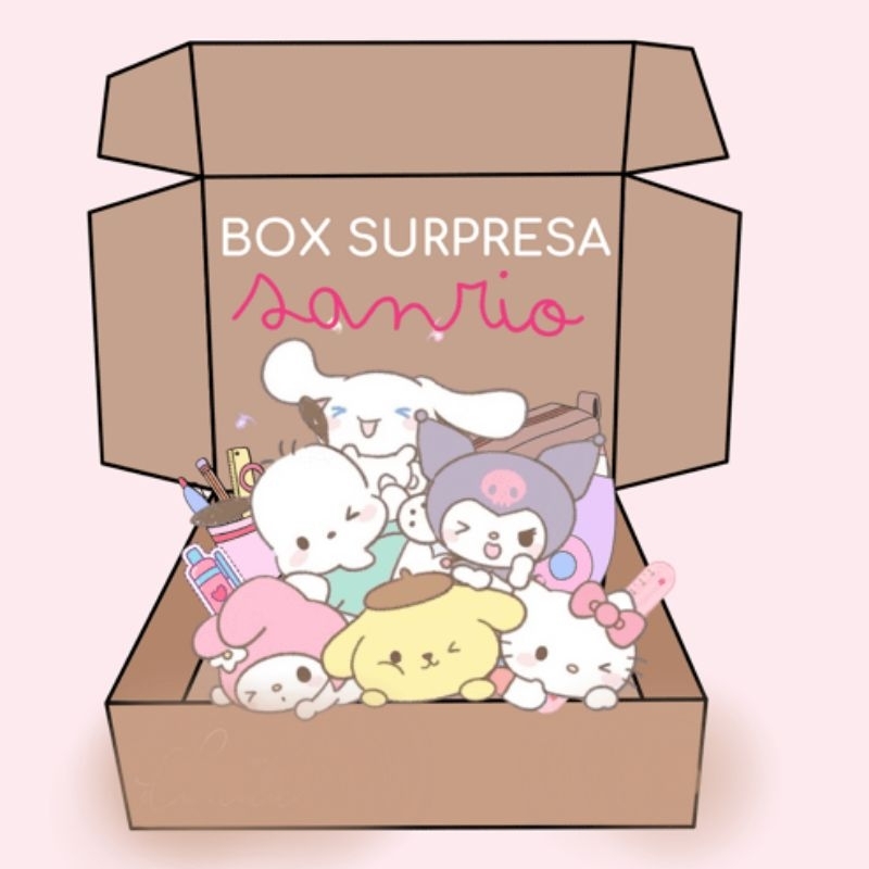 Caixa surpresa, 7 itens escolha seu personagem Hello Kitty My Melody Kuromi Cinnamoroll Pompompurin Pochacco Pikachu em Oferta na Shopee