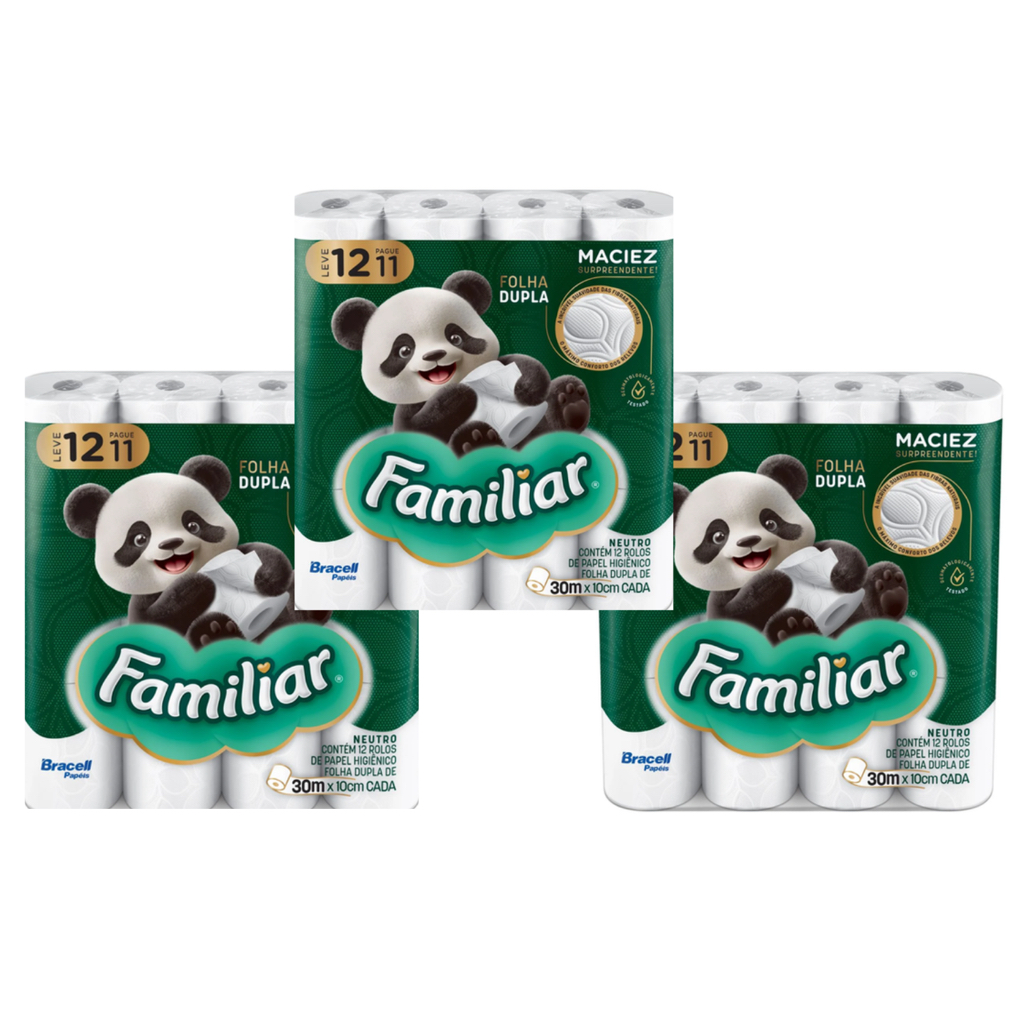 Papel Higiênico Familiar Folha Dupla Macia Com 30 Metros Por Rolo