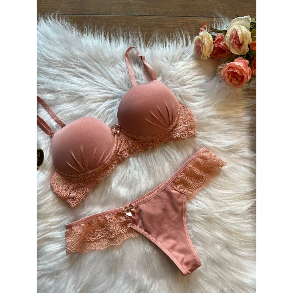 Conjunto belo de  Lingerie Fio Duplo Poliamida e Renda Luxo  ref270
