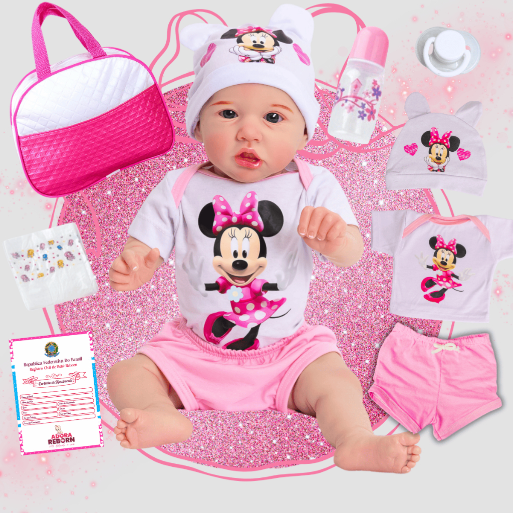 Bebê Reborn Boneca Realista Saskia Minnie bolsa Maternidade Recém-Nascida Promoção