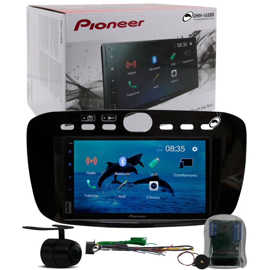 Multimídia Pioneer DMH-145BR Punto 2012 à 2016 Linea 2015 à 2017 Interface Comando Volante Câmera Ré