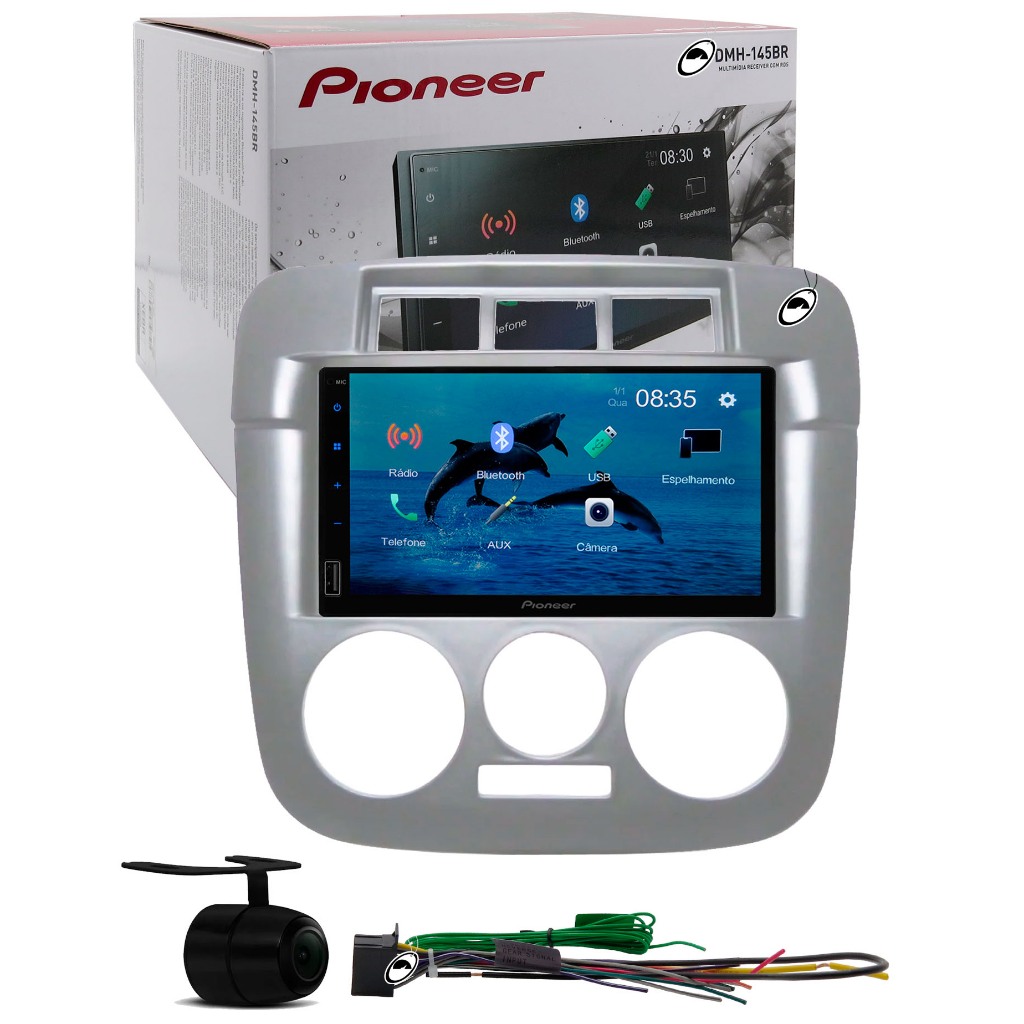 Multimídia Pioneer DMH-145BR Gol Saveiro Parati G4 Bluetooth USB + Câmera Ré - Preto ou Prata
