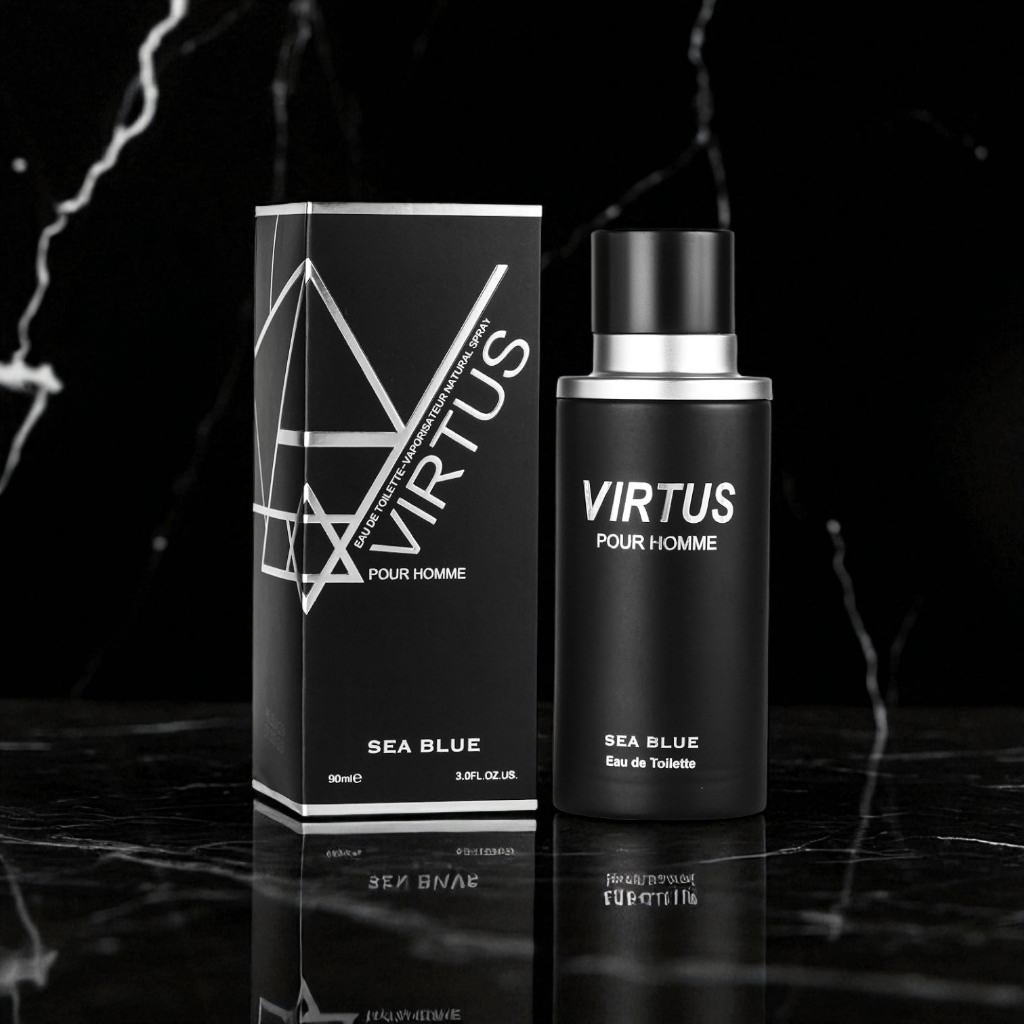 Perfume Virtus Sea Blue Pour Homme Eau de Toilette 90ml – Masculino, Aromático e Refrescante