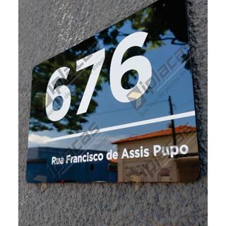 Placa em Acrílico Preto, Branco Escovado Para Endereço Número de Casa, Condomínios e empresa em Oferta na Shopee