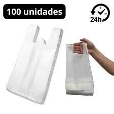 KIT 100 ou 200 Sacolas Plásticas Brancas 30x40/ 38x48/ 50x60 Virgem, Leve e Econômica, Camiseta, Padaria, Comércio