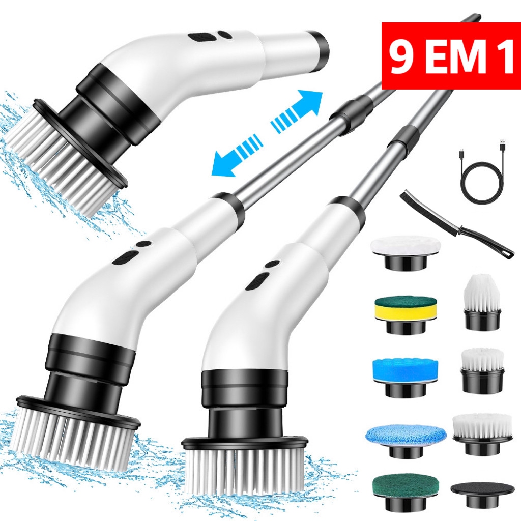 Escova De Limpeza Ajustável Janela Banheiro e Cozinha Ferramenta 9 EM 1 Recarregável em Oferta na Shopee
