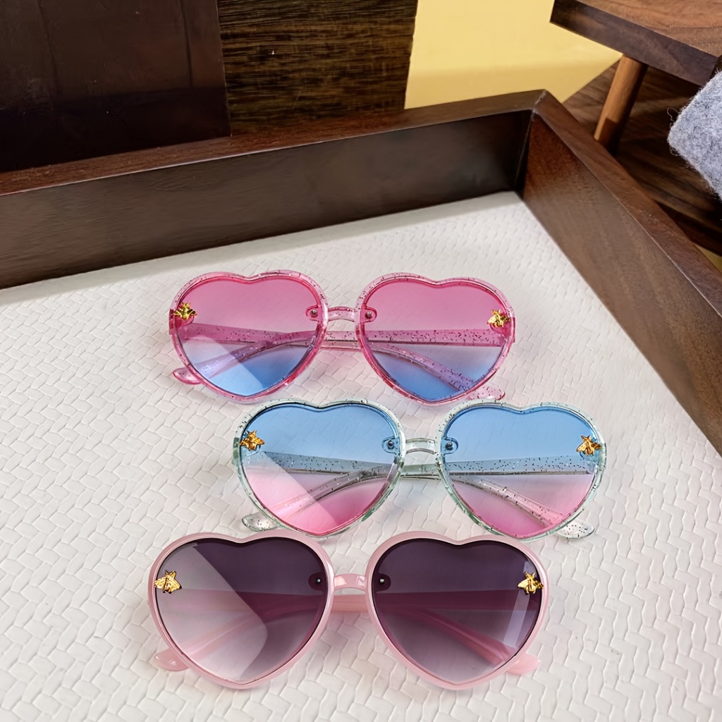 Óculos de Moda em Forma de Coração Sol Infantil com abelha  Kids em Formato de Coração