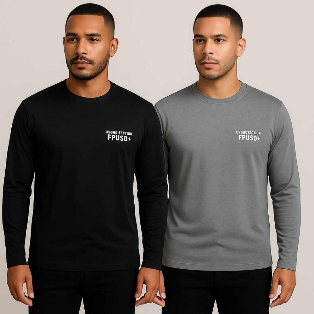 Kit 2 Camisas Térmicas Masculina Segunda Pele Manga Longa Proteção solar UV+50 Promoção